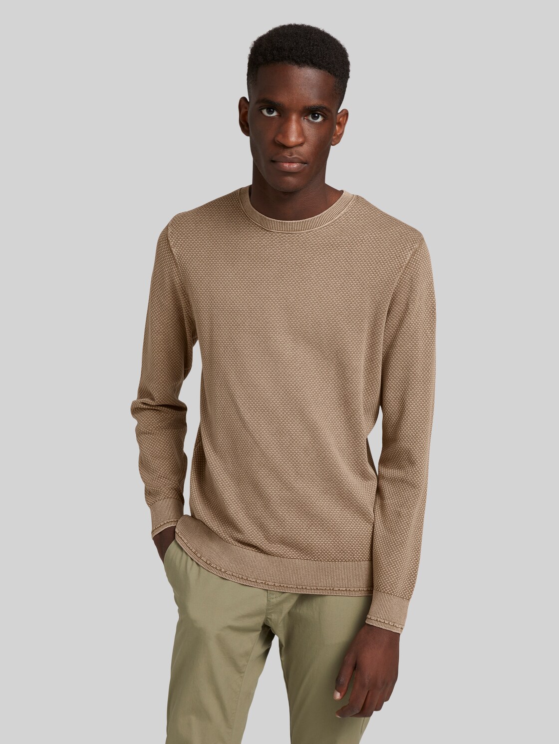 TOM TAILOR Strickpullover mit Strukturmuster, Herren, Beach Sand, Größe: L