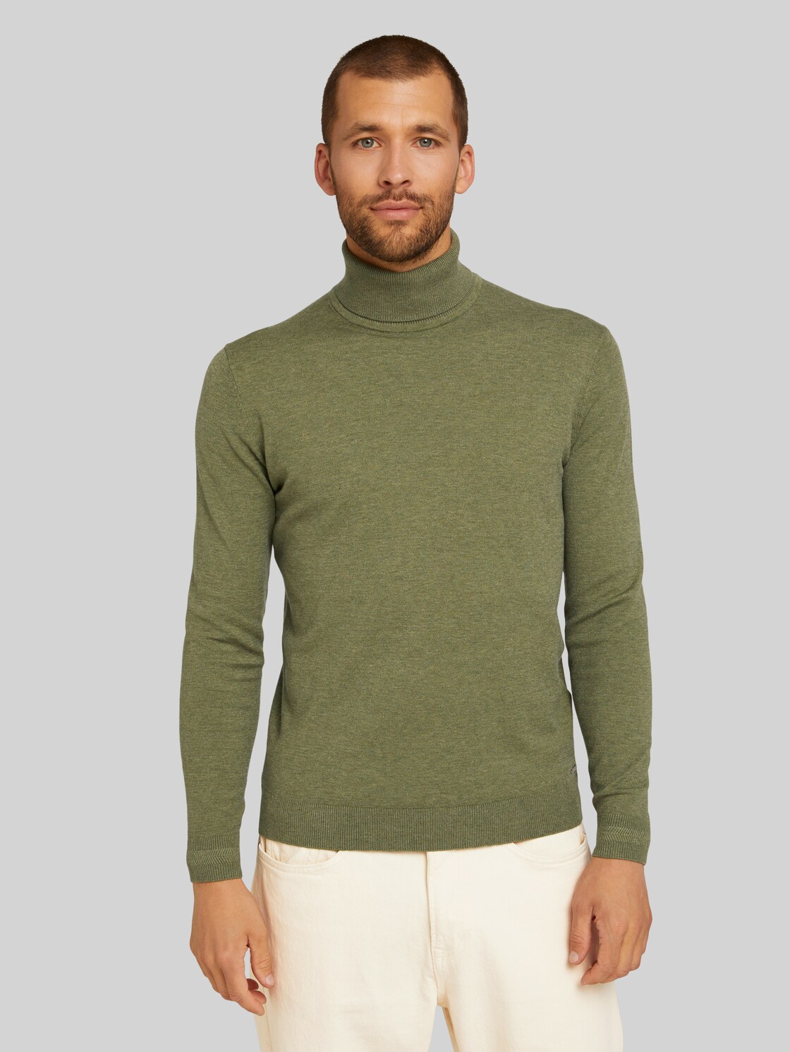TOM TAILOR Rollkragenpullover mit TENCEL(TM) Lyocell, Herren, bleak green melange, Größe: XXL