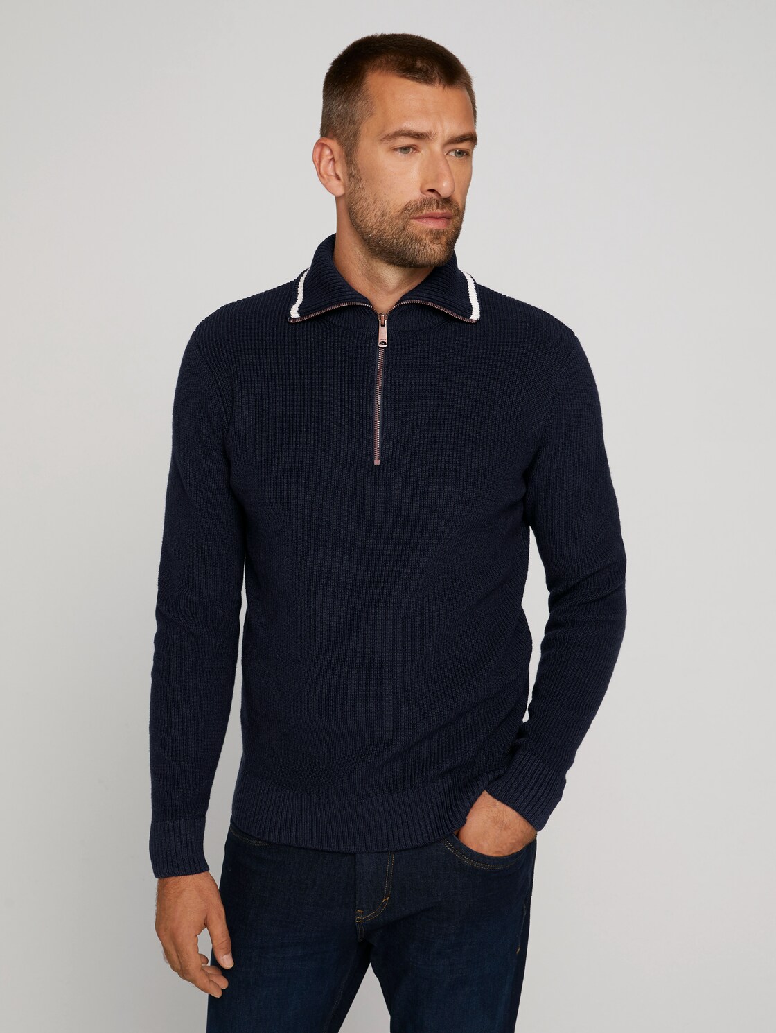 TOM TAILOR Pullover mit recyceltem Polyester, Herren, Sky Captain Blue, Größe: XL