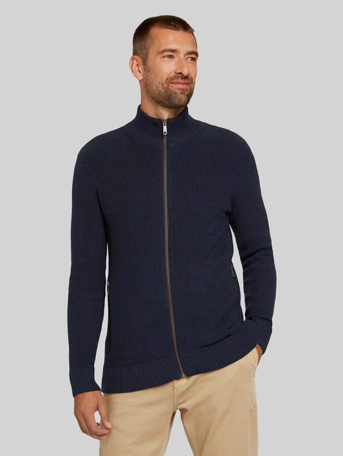 TOM TAILOR Strickjacke mit recyceltem Polyester, Herren, Sky Captain Blue, Größe: S