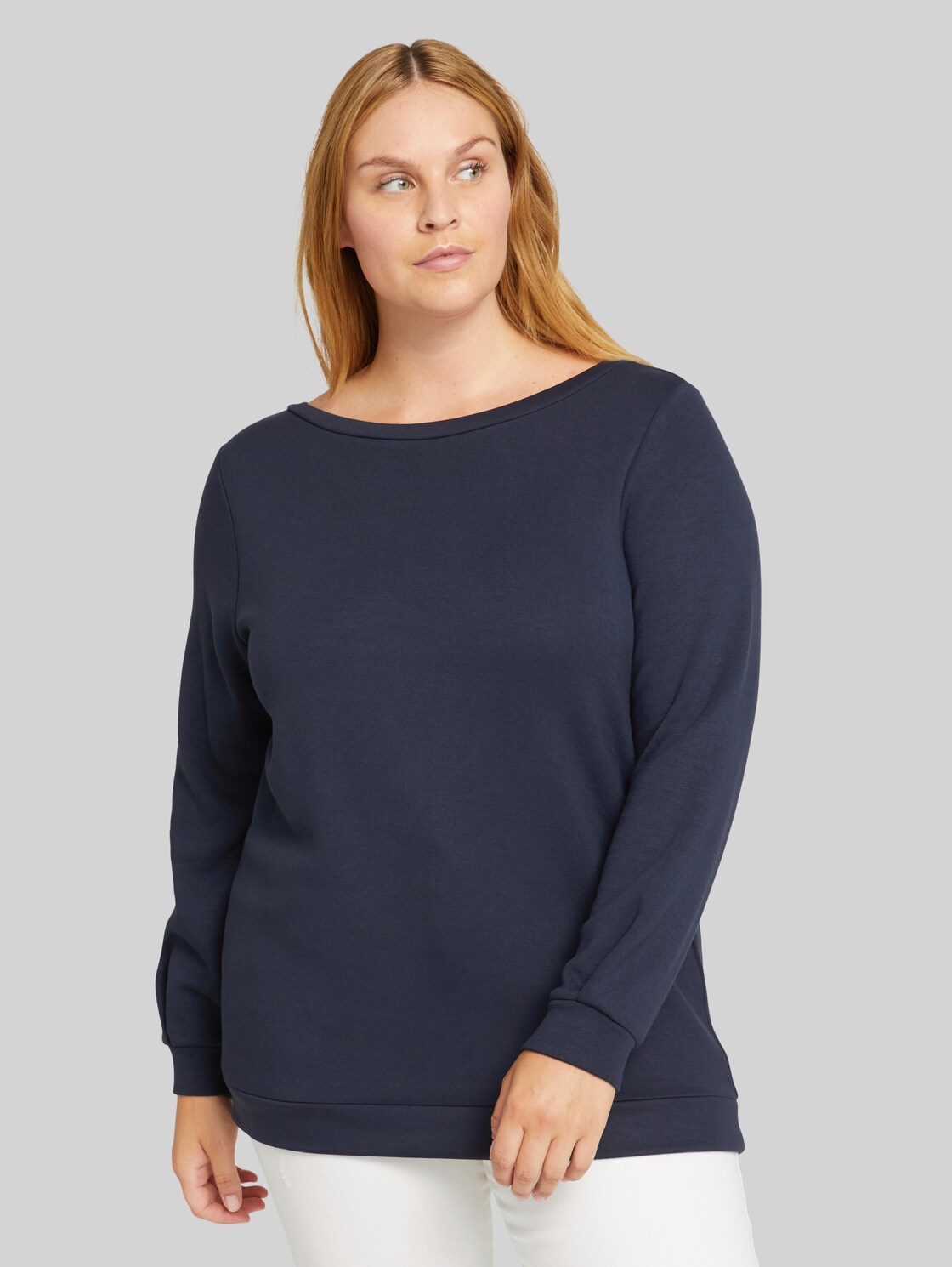 TOM TAILOR Plus - Basic Sweatshirt, Damen, Sky Captain Blue, Größe: 48