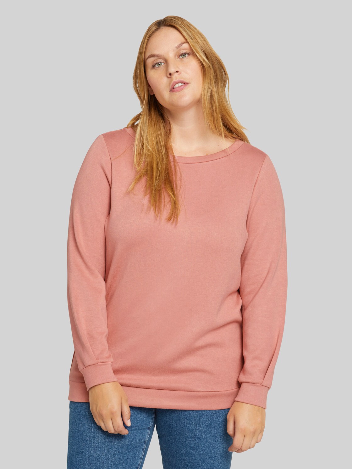 TOM TAILOR Plus - Basic Sweatshirt, Damen, Dusty Rose Pink, Größe: 46