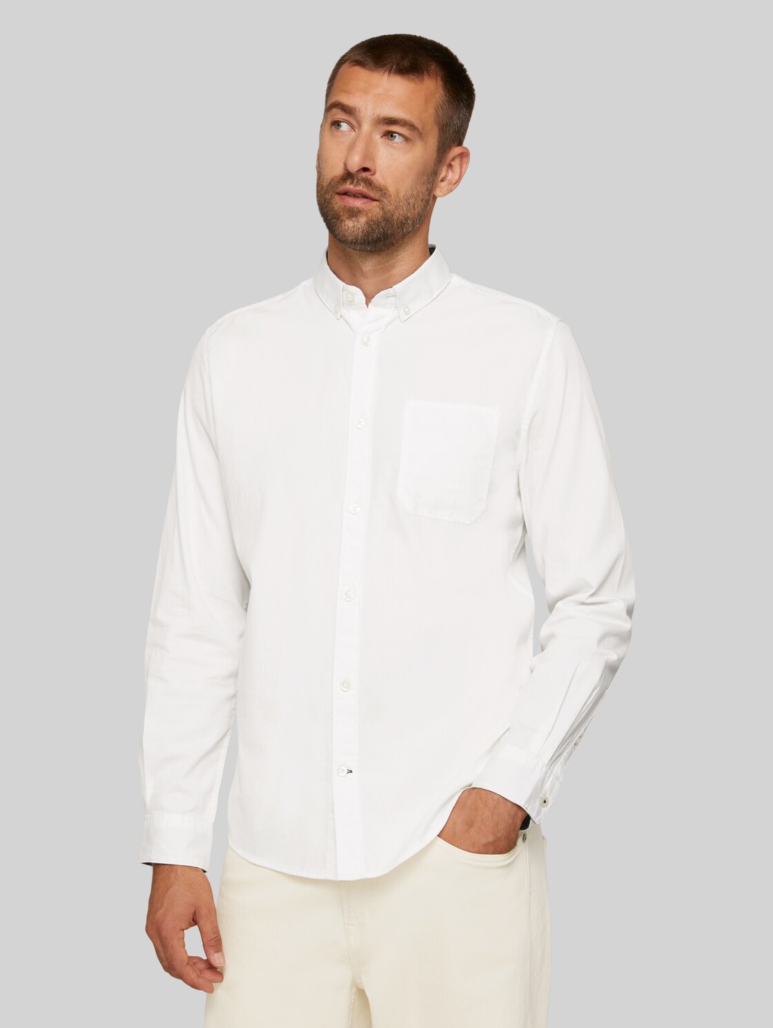 TOM TAILOR Basic Hemd aus Bio-Baumwolle, Herren, Off White, Größe: XL