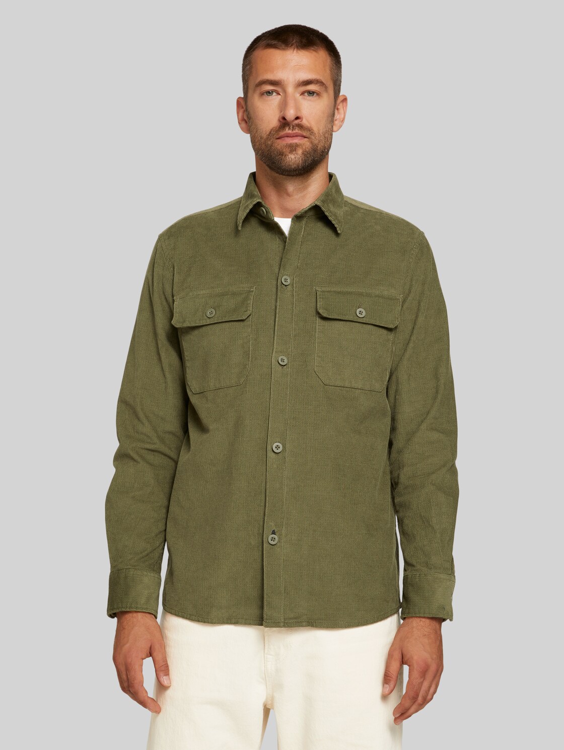 TOM TAILOR Strukturierte Cordjacke, Herren, Oak Leaf Green, Größe: XL