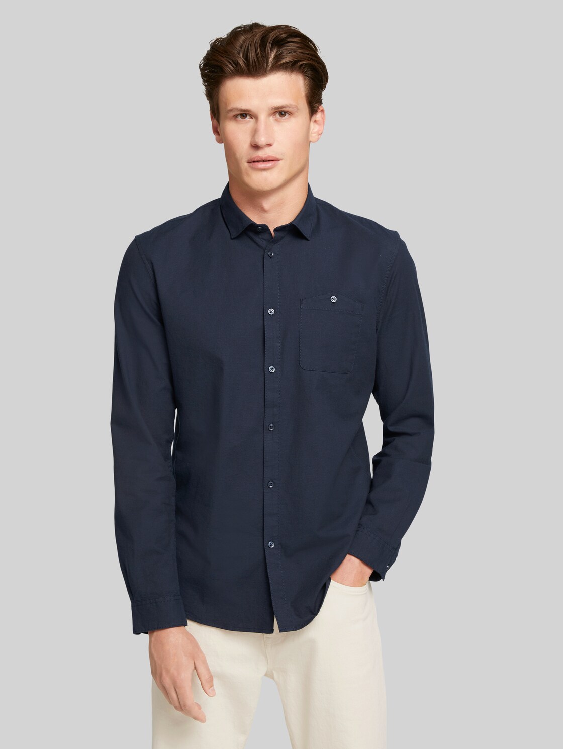 TOM TAILOR DENIM Hemd mit Bio-Baumwolle, Herren, Sky Captain Blue, Größe: XXL