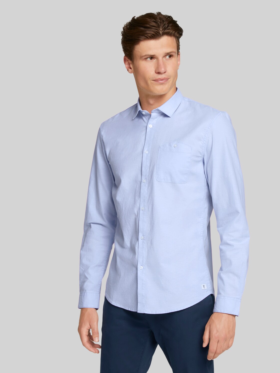 TOM TAILOR DENIM Hemd mit Bio-Baumwolle, Herren, light blue white oxford, Größe: XXL
