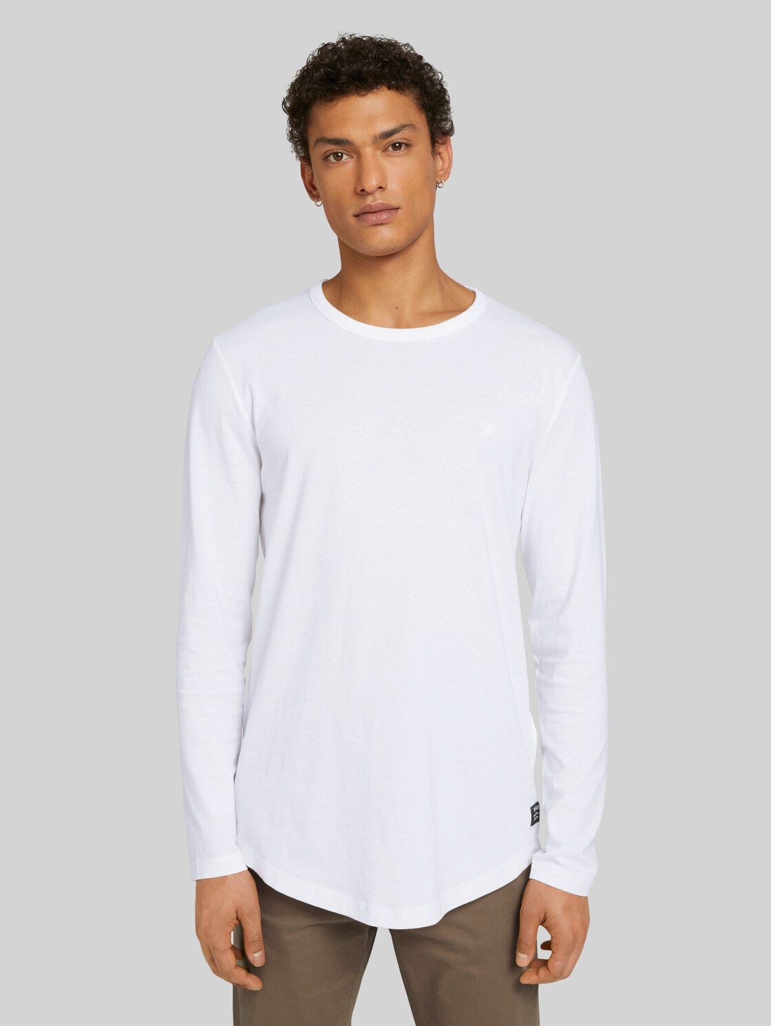 TOM TAILOR DENIM Langarmshirt aus Bio-Baumwolle, Herren, White, Größe: L