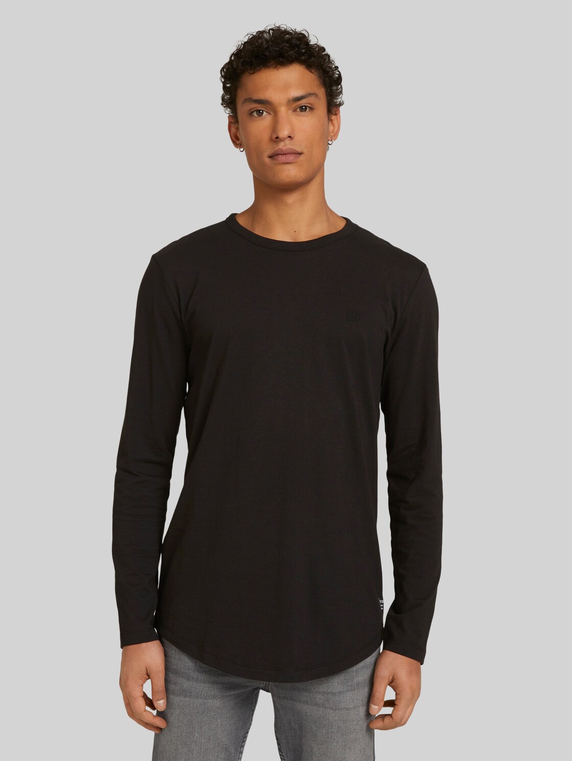 TOM TAILOR DENIM Langarmshirt aus Bio-Baumwolle, Herren, Black, Größe: M