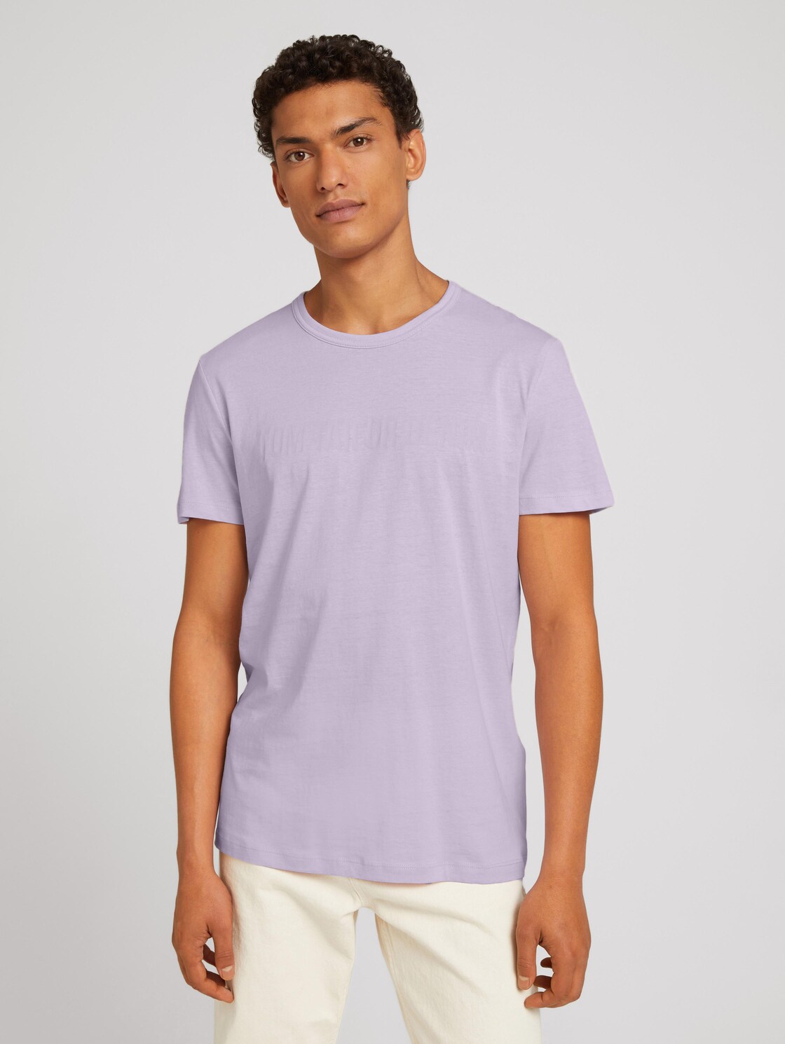 TOM TAILOR DENIM Herren T-Shirt mit Print, lila, Gr. L, baumwolle