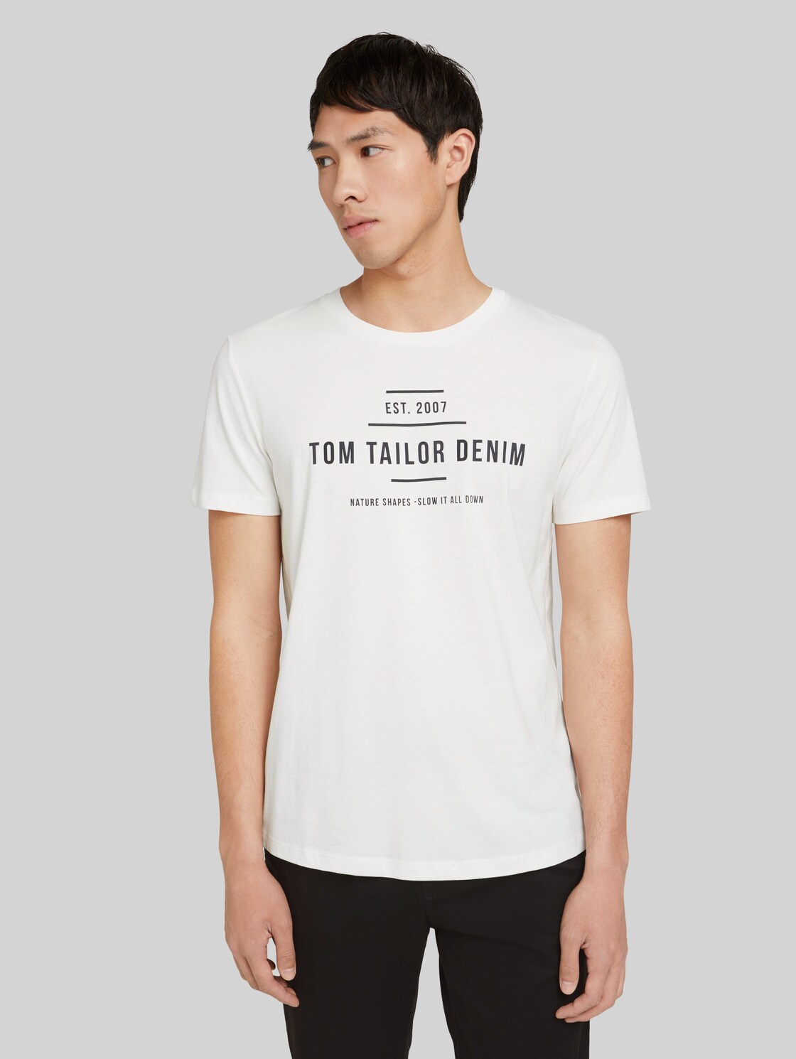 TOM TAILOR DENIM Print T-Shirt mit Bio-Baumwolle, Herren, Soft Light Beige, Größe: XXL