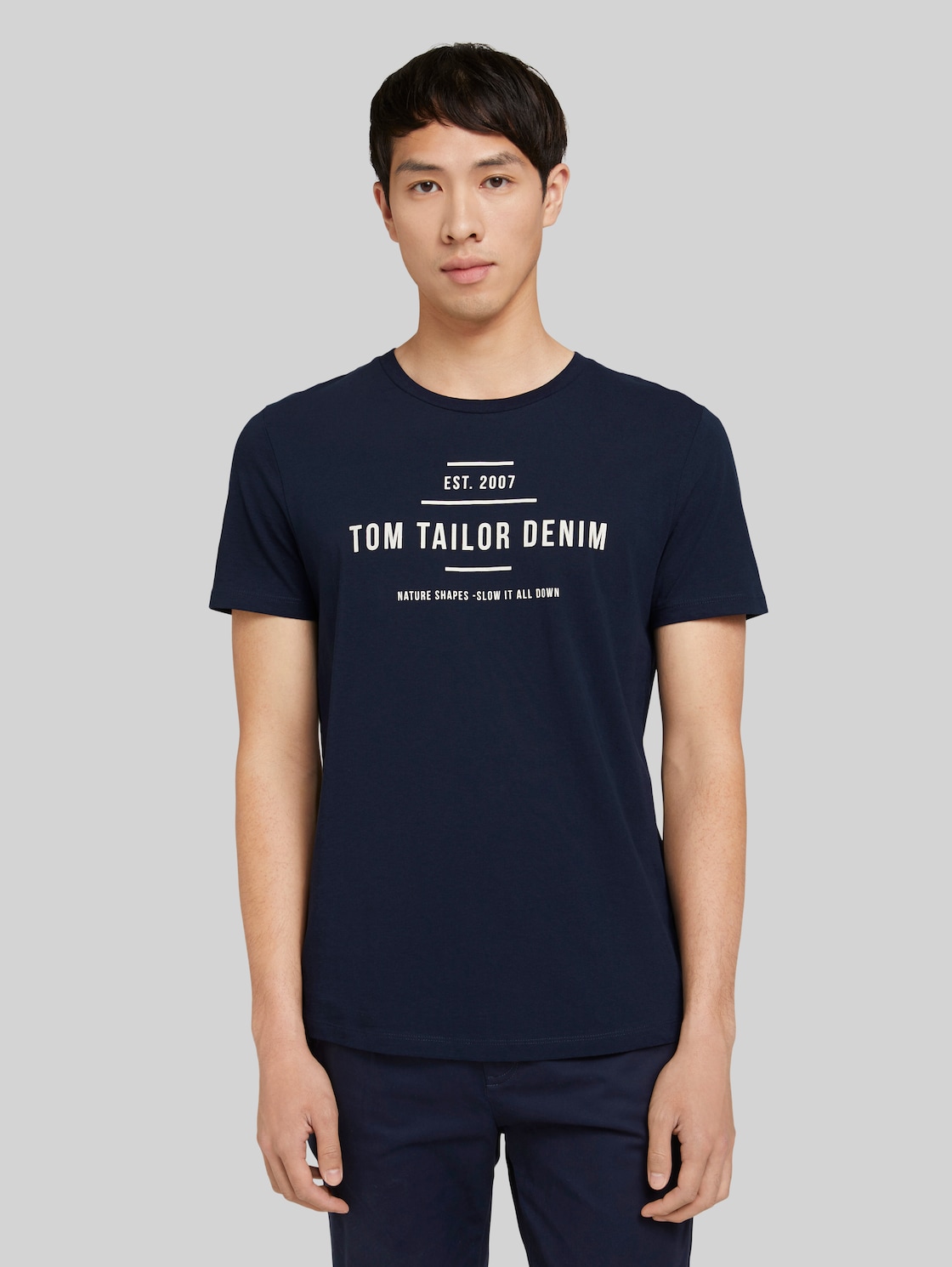 TOM TAILOR DENIM Print T-Shirt mit Bio-Baumwolle, Herren, Sky Captain Blue, Größe: L