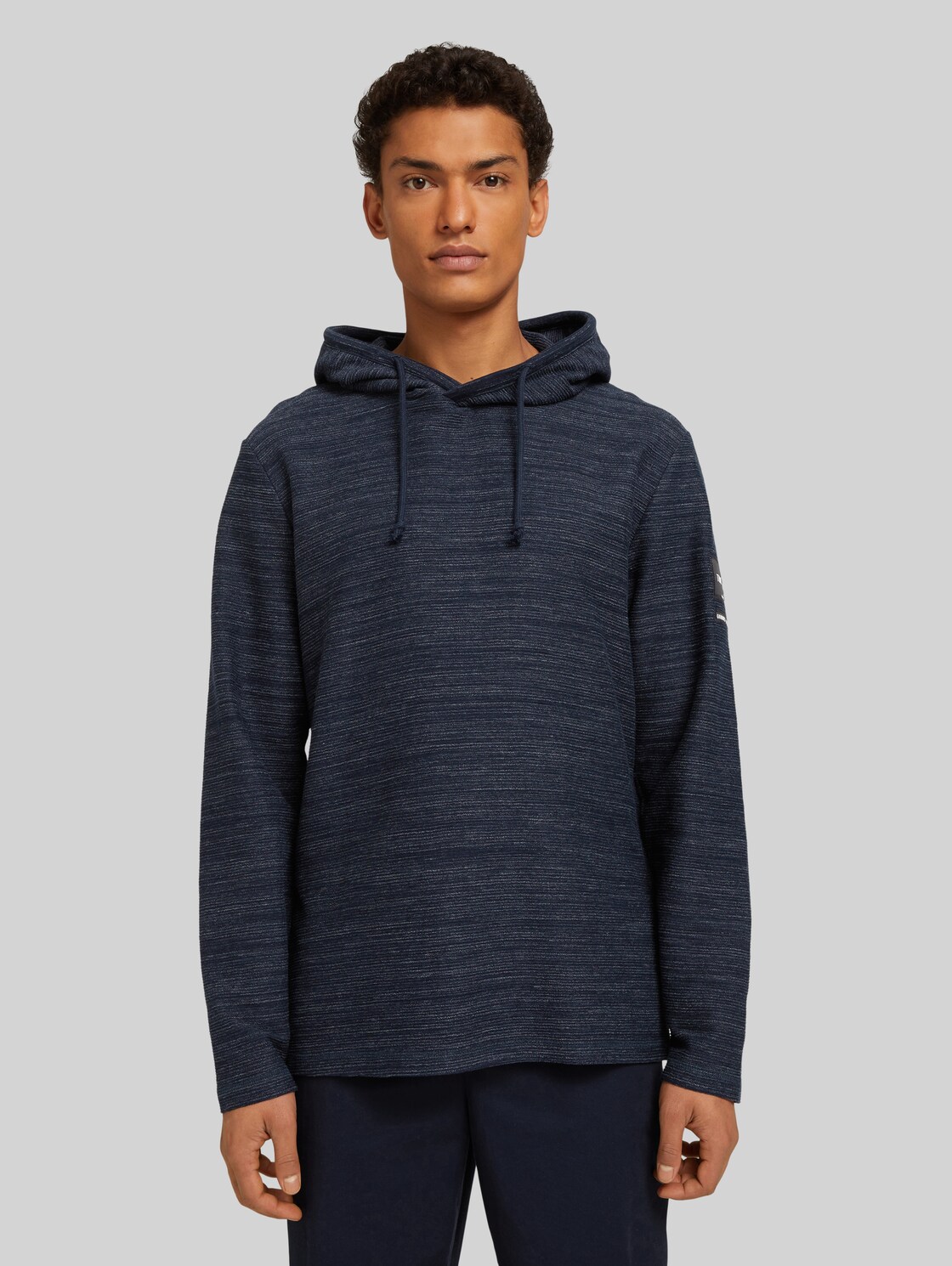 TOM TAILOR DENIM strukturierter Hoodie, Herren, Sky Captain Blue Non-Solid, Größe: S