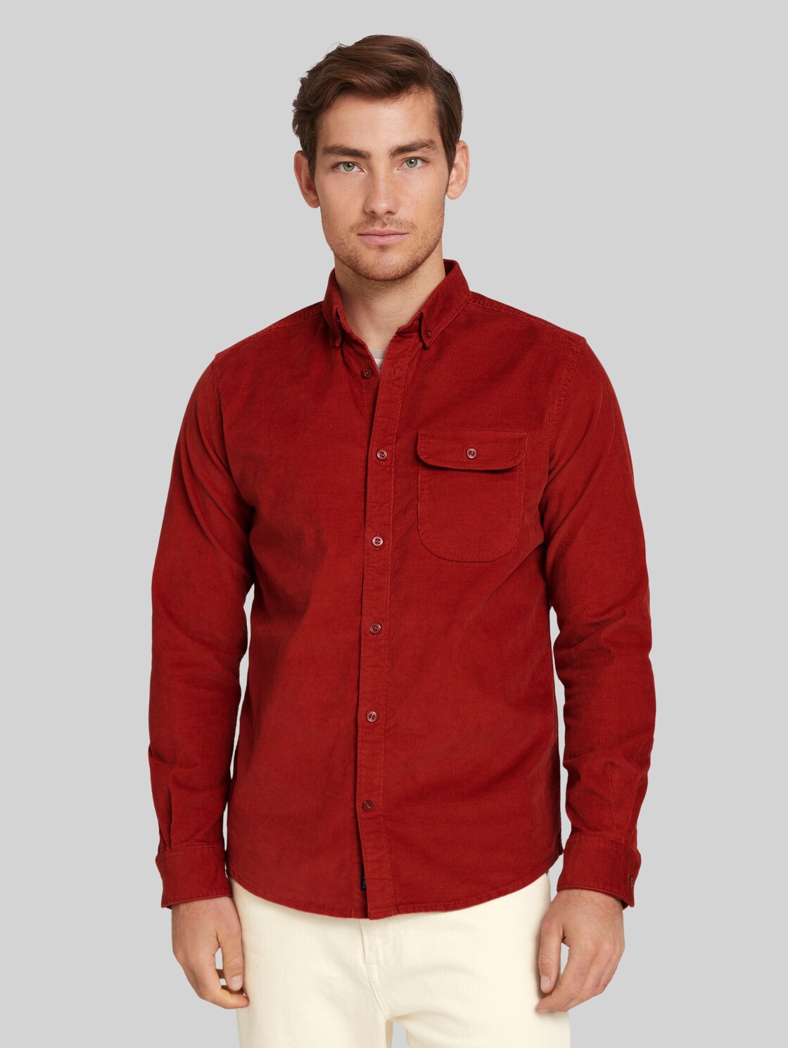 TOM TAILOR Kordhemd mit Brusttasche, Herren, chili oil red, Größe: XXXL