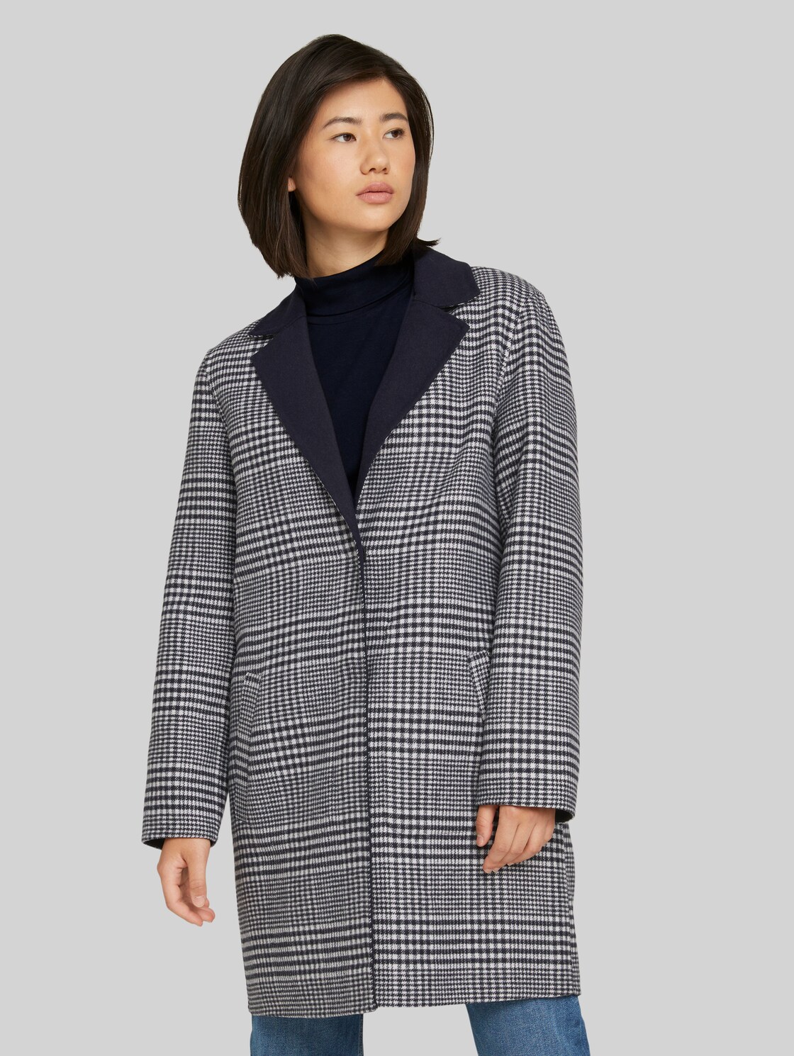 TOM TAILOR Karierter Wendemantel, Damen, offwhite navy big glencheck, Größe: XXL