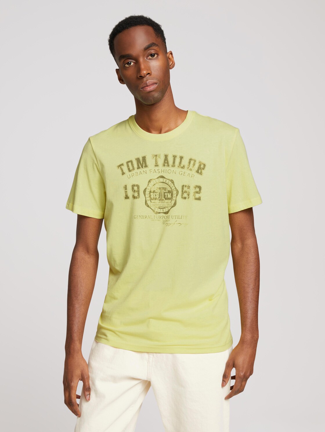 TOM TAILOR Herren T-Shirt mit Print, gelb, Gr. XXL,