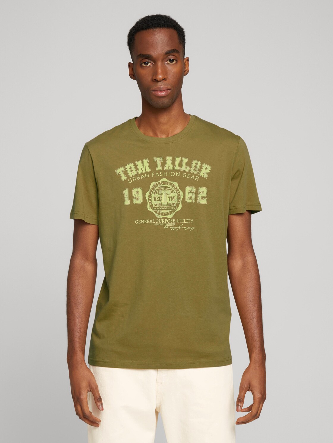 TOM TAILOR Herren T-Shirt mit Print, grün, Gr. XXL,