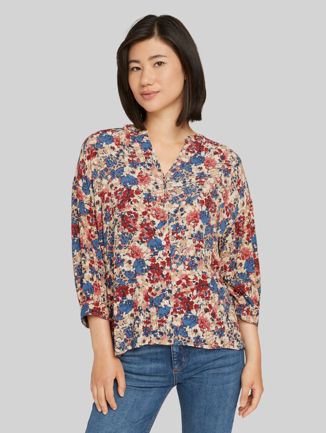 TOM TAILOR Bluse mit Blumenmuster, Damen, pink big floral design, Größe: 36