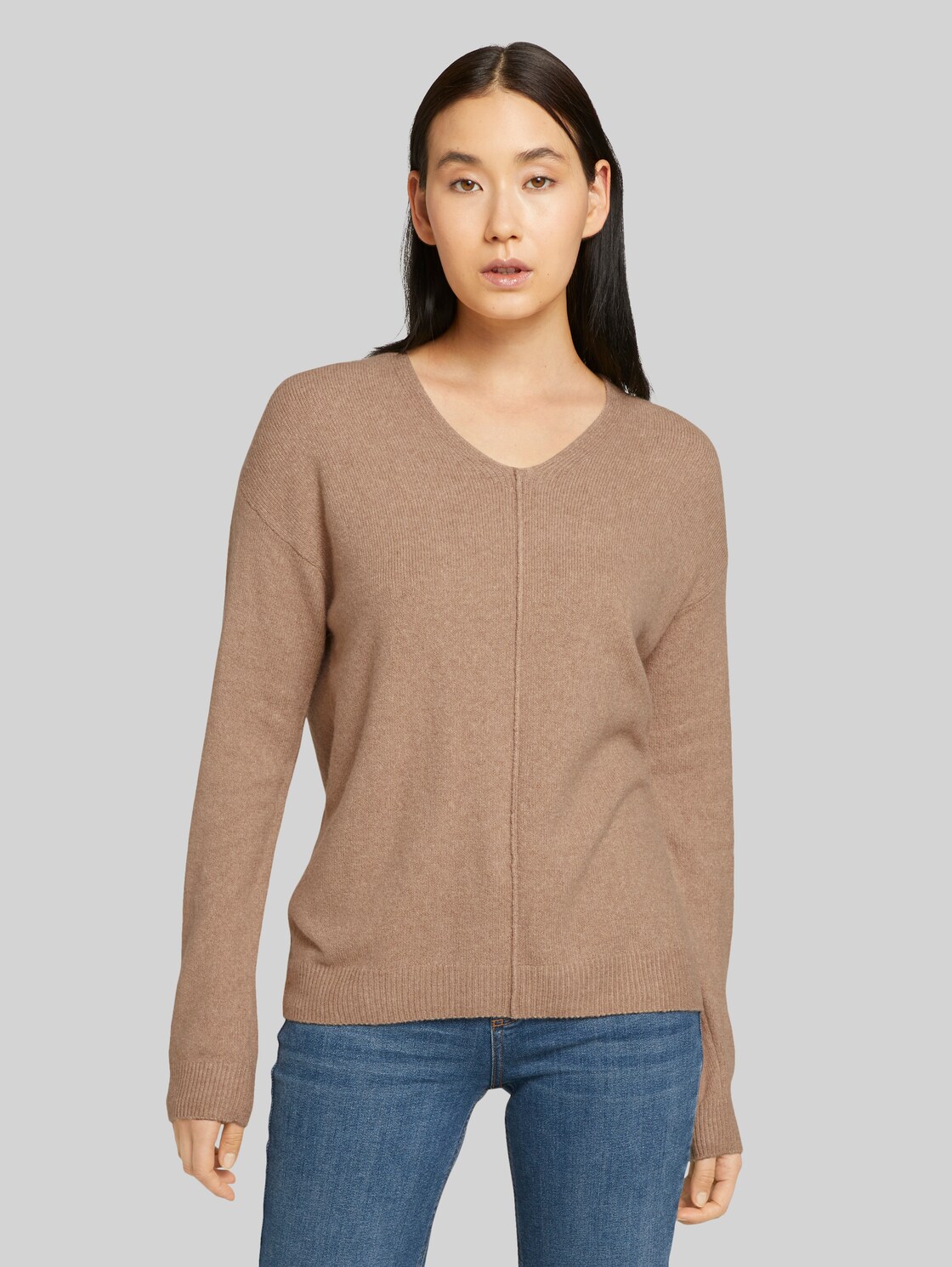 TOM TAILOR V-Ausschnitt Pullover, Damen, french clay beige melange, Größe: M