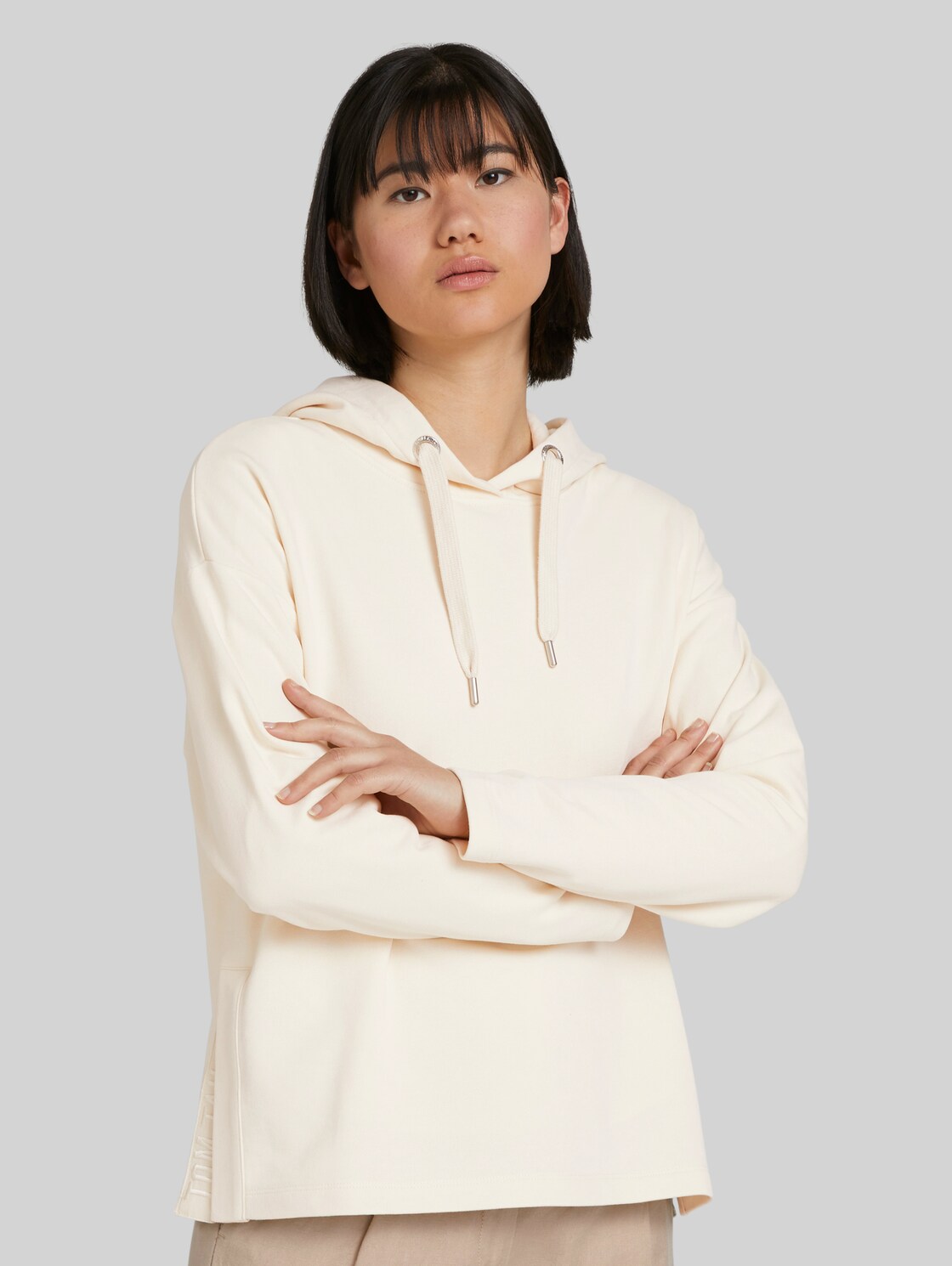 TOM TAILOR Hoodie mit Bio-Baumwolle, Damen, smooth light sand, Größe: M