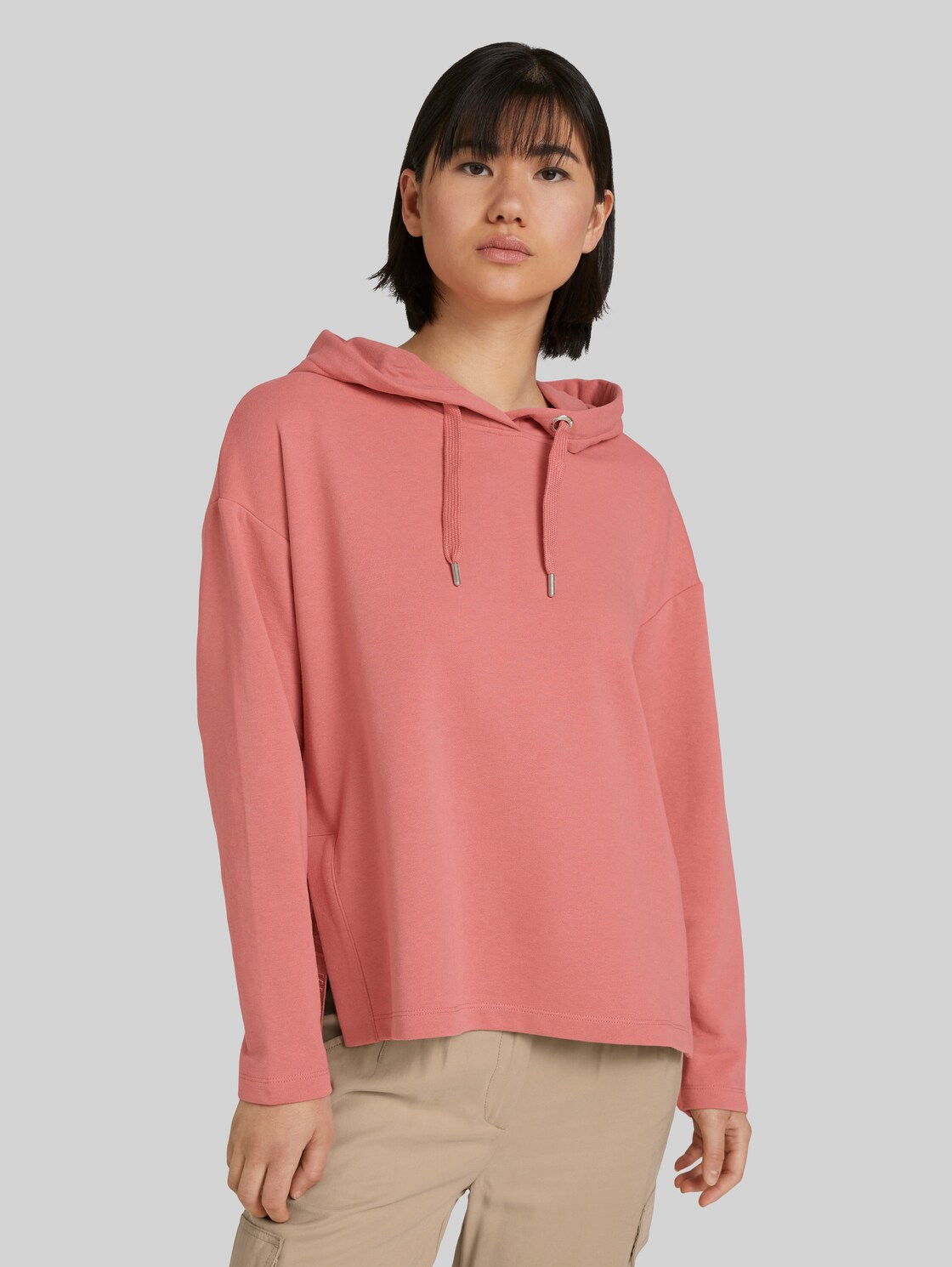 TOM TAILOR Hoodie mit Bio-Baumwolle, Damen, dusty pastel pink, Größe: XL
