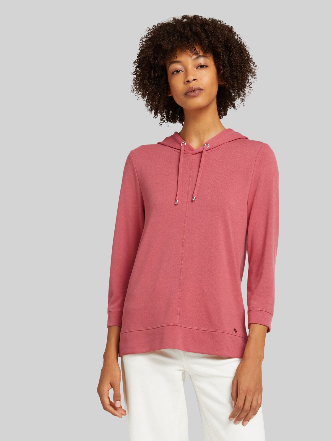 TOM TAILOR 3/4 Arm Shirt mit Kapuze, Damen, cozy pink, Größe: XL