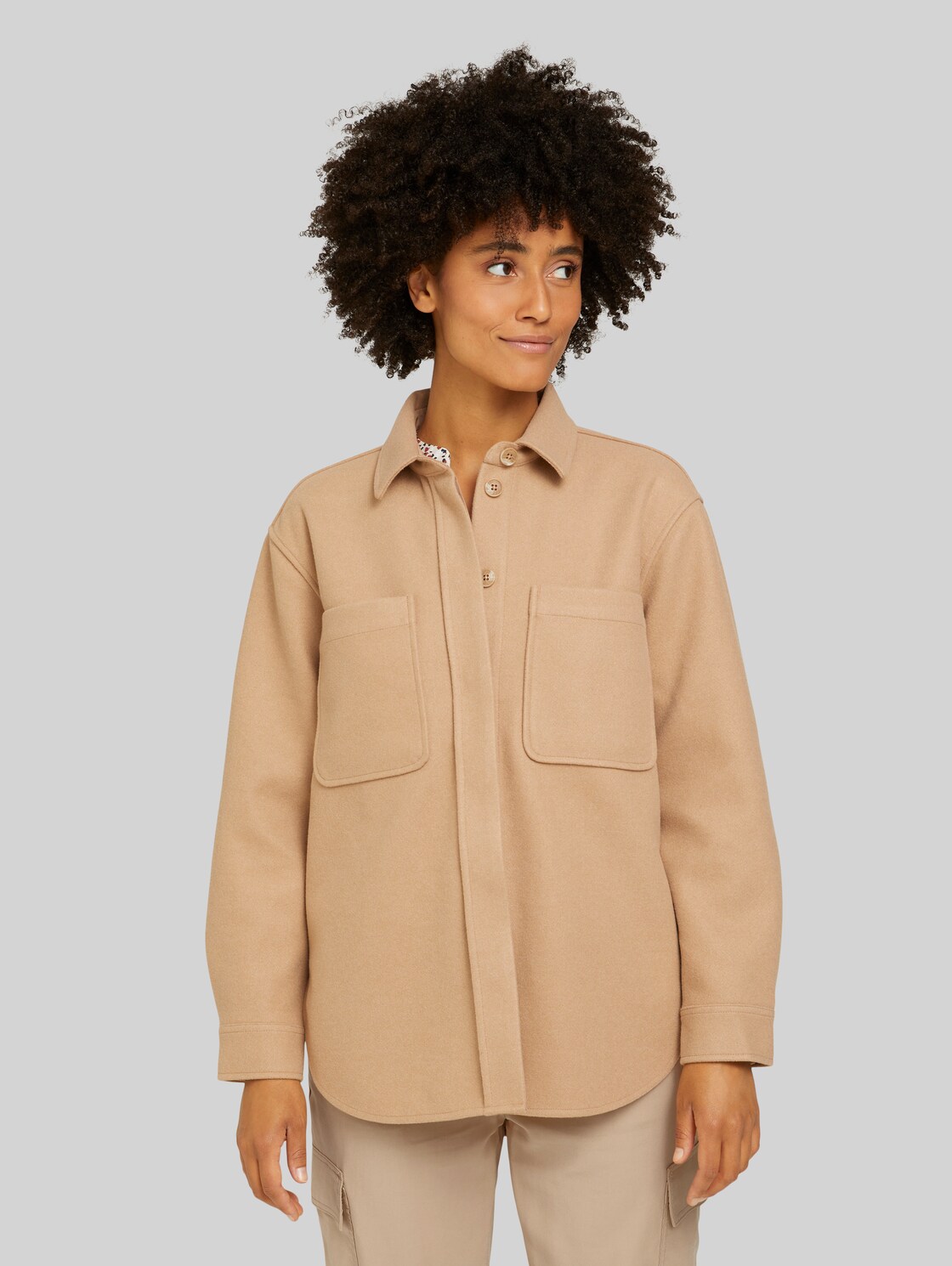 TOM TAILOR Overshirt mit Brusttaschen, Damen, french clay beige, Größe: XL