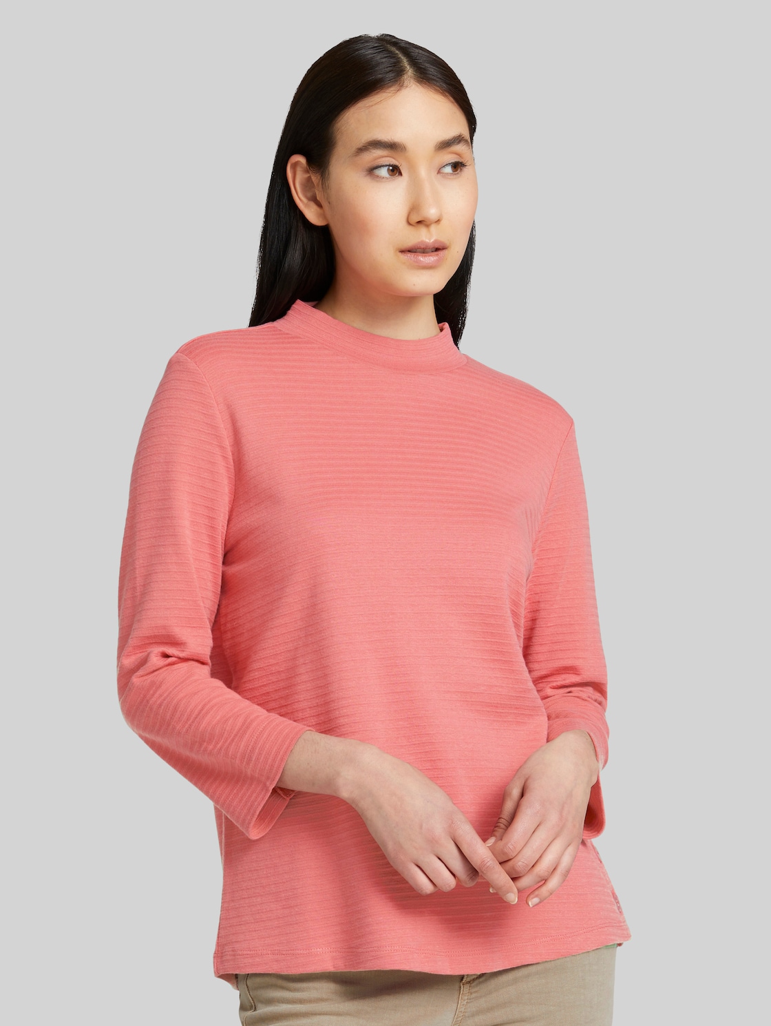 TOM TAILOR Ripp Shirt mit Bio-Baumwolle, Damen, cozy pink, Größe: XL