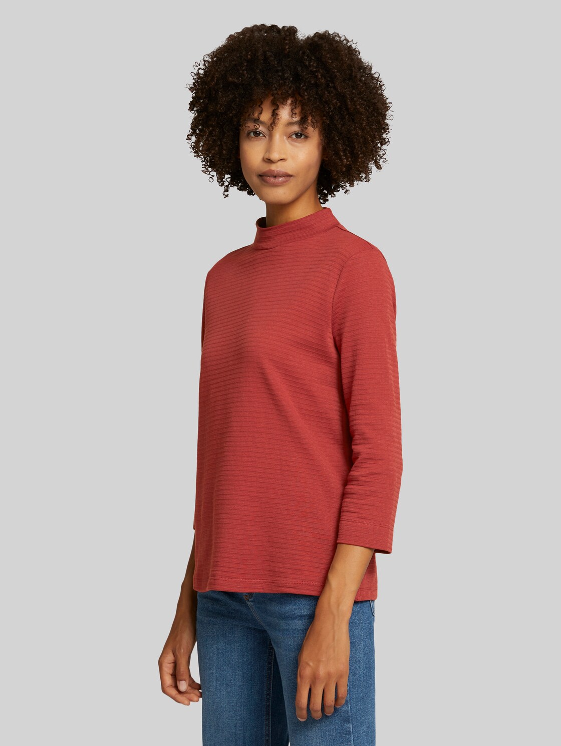 TOM TAILOR Ripp Shirt mit Bio-Baumwolle, Damen, dark maroon red, Größe: XXL