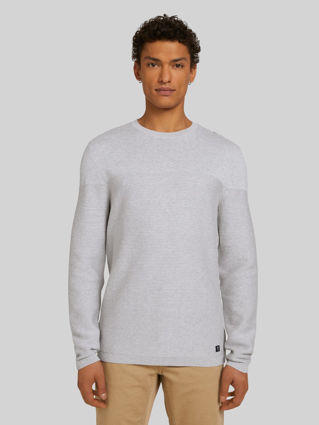 TOM TAILOR DENIM Pullover aus Bio-Baumwolle, Herren, Light Stone Grey Melange, Größe: XL
