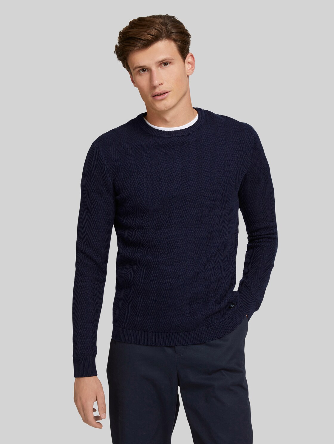 TOM TAILOR DENIM strukturierter Pullover mit Bio-Baumwolle, Herren, Sky Captain Blue, Größe: XL