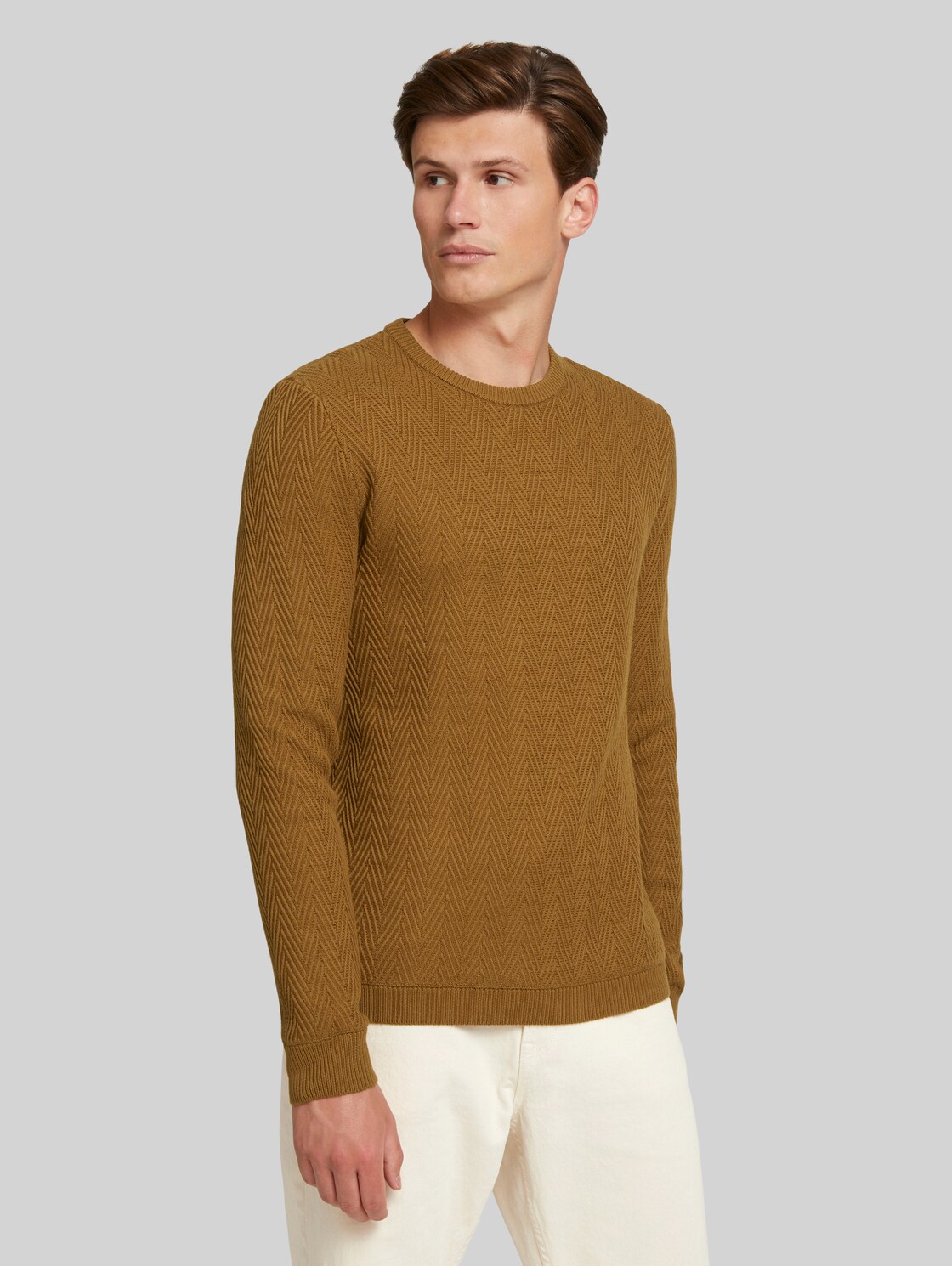 TOM TAILOR DENIM strukturierter Pullover mit Bio-Baumwolle, Herren, deep cognac, Größe: XXL