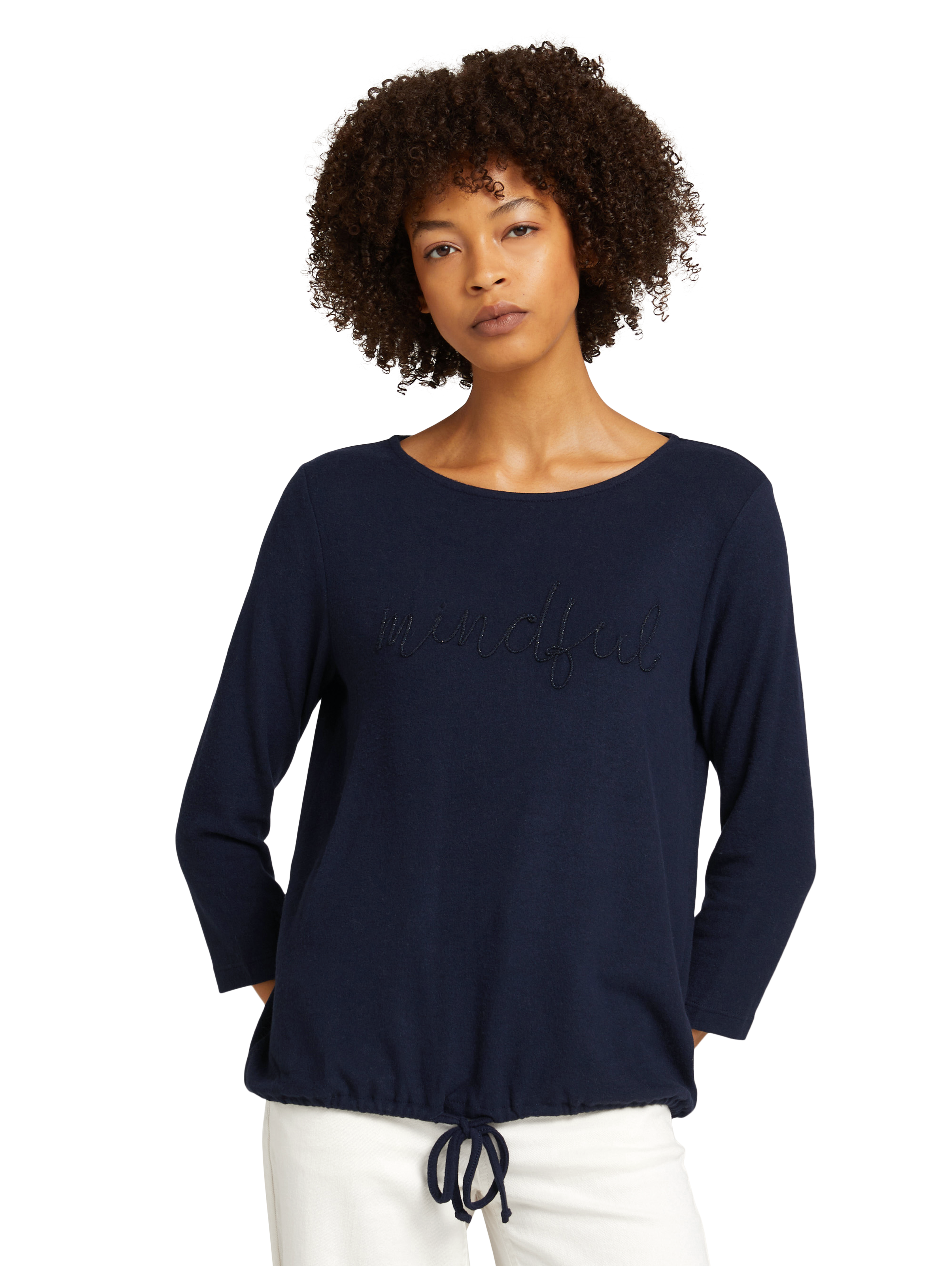 TOM TAILOR Weiches Shirt mit Print, Damen, Sky Captain Blue, Größe: S