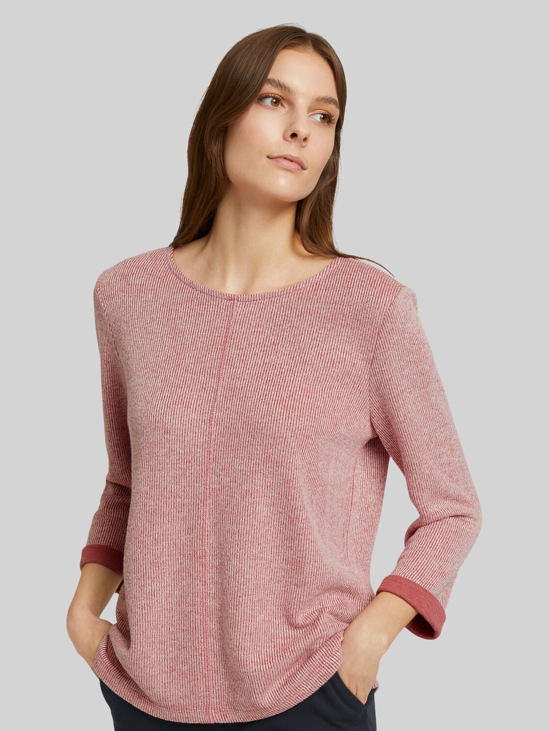TOM TAILOR Meliertes Sweatshirt, Damen, cozy pink melange, Größe: XL