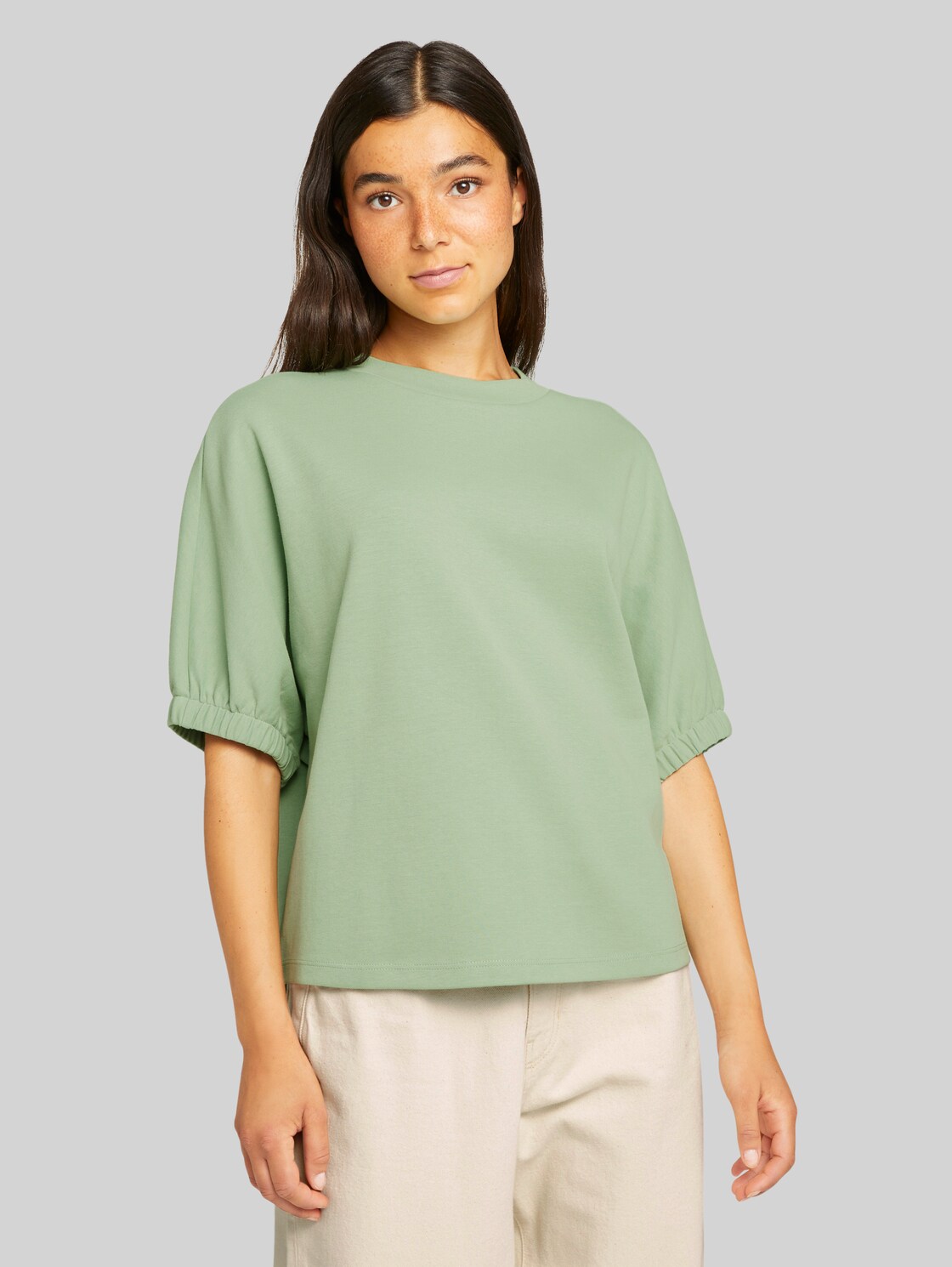 TOM TAILOR DENIM T-Shirt mit Bio-Baumwolle, Damen, light mint green, Größe: XL