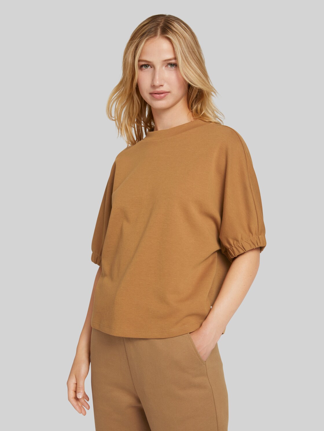 TOM TAILOR DENIM T-Shirt mit Bio-Baumwolle, Damen, soft camel, Größe: L