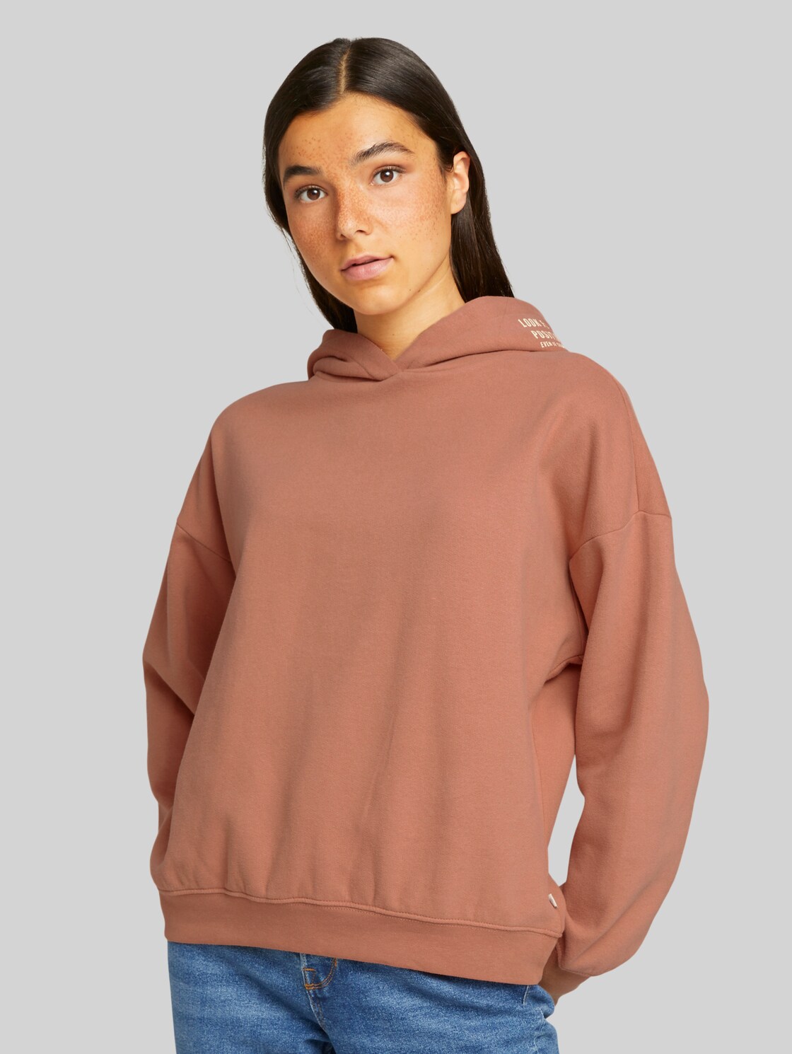 TOM TAILOR DENIM Hoodie mit Bio-Baumwolle, Damen, clay rose, Größe: S