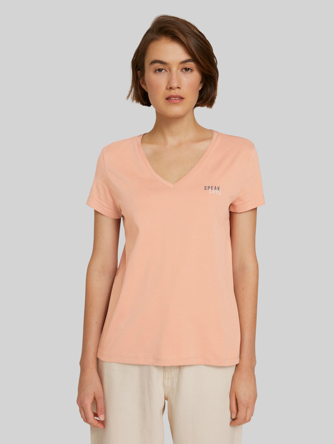 TOM TAILOR DENIM T-Shirt mit Print aus Bio-Baumwolle, Damen, clay rose, Größe: XL