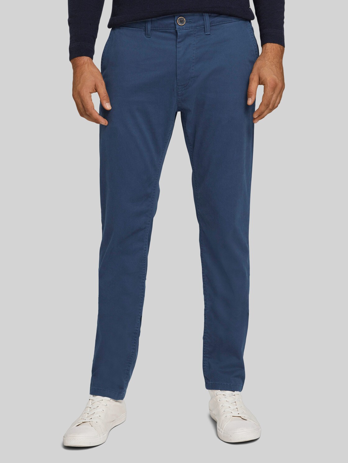 TOM TAILOR Travis Slim Chino Hose mit Bio-Baumwolle, Herren, navy minimal tonal design, Größe: 32/32