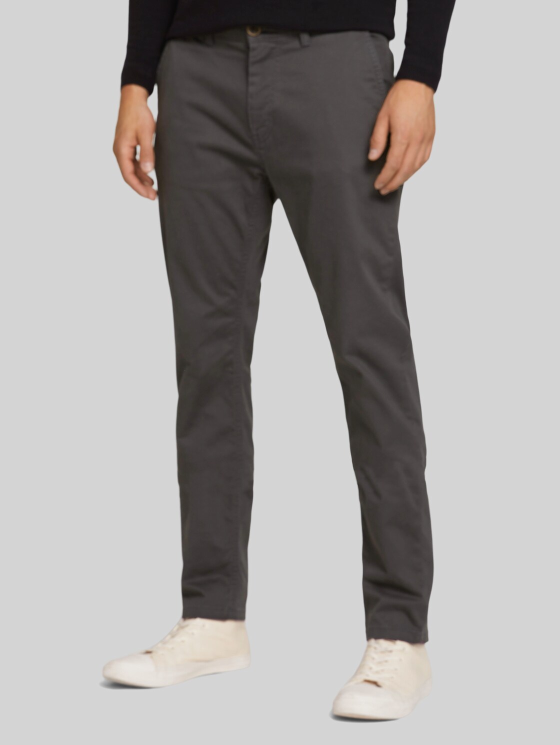 TOM TAILOR Travis Slim Chino Hose mit Bio-Baumwolle, Herren, anthra black minimal design, Größe: 33/32