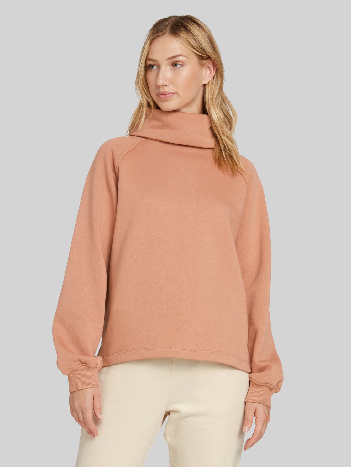 TOM TAILOR DENIM Sweatshirt mit Rollkragen, Damen, clay rose, Größe: L