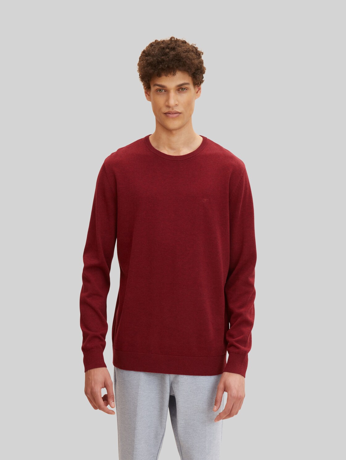 TOM TAILOR Herren Strickpullover mit Bio-Baumwolle in Melange Optik, rot, Gr. XXL,