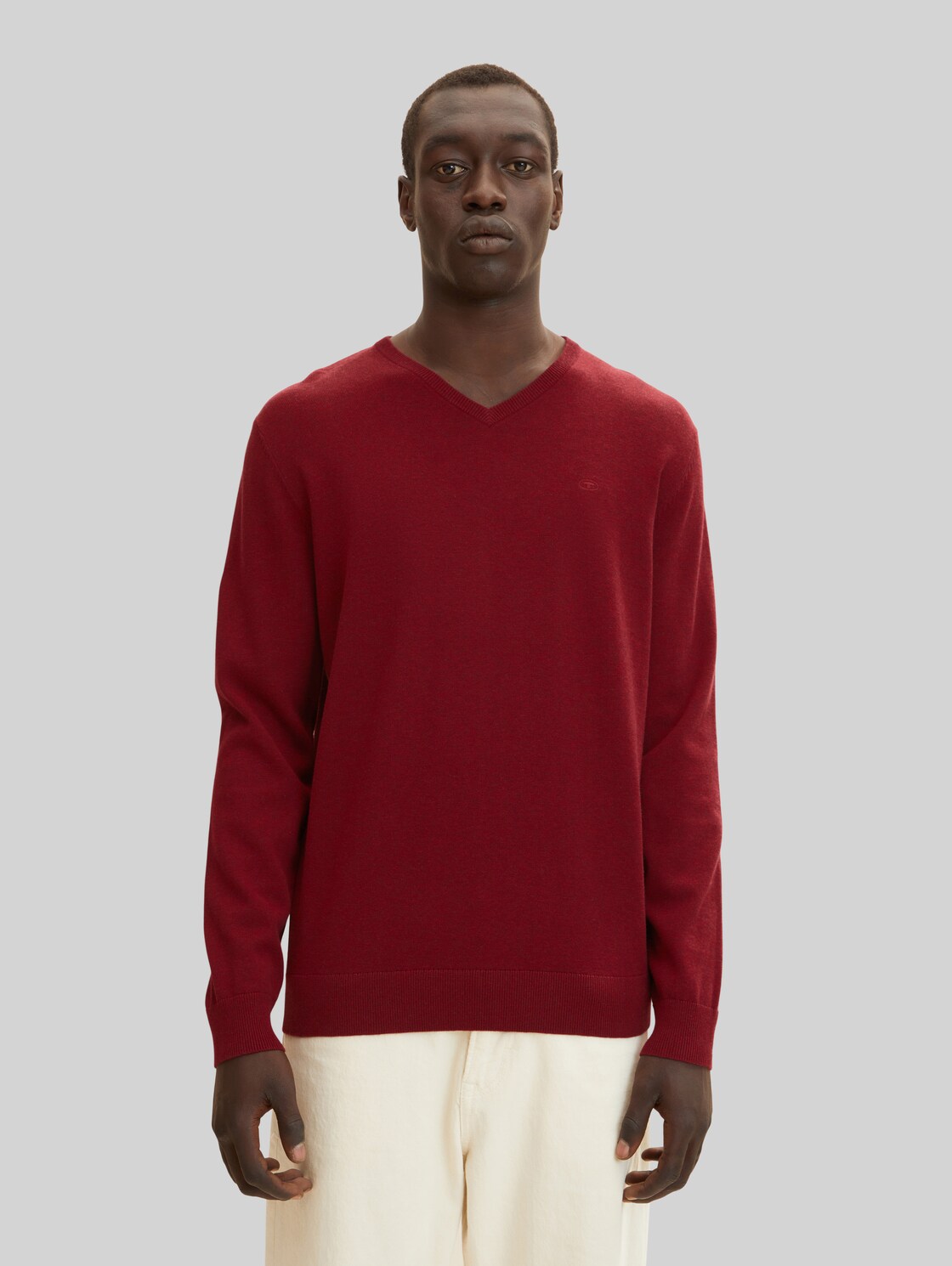 TOM TAILOR Herren Strickpullover mit Bio-Baumwolle in Melange Optik, rot, Gr. XL,