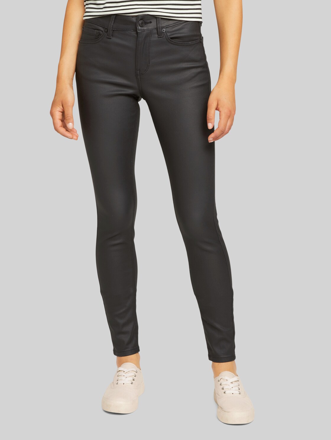TOM TAILOR DENIM Nela Extra Skinny, Damen, coated black denim, Größe: 32/32