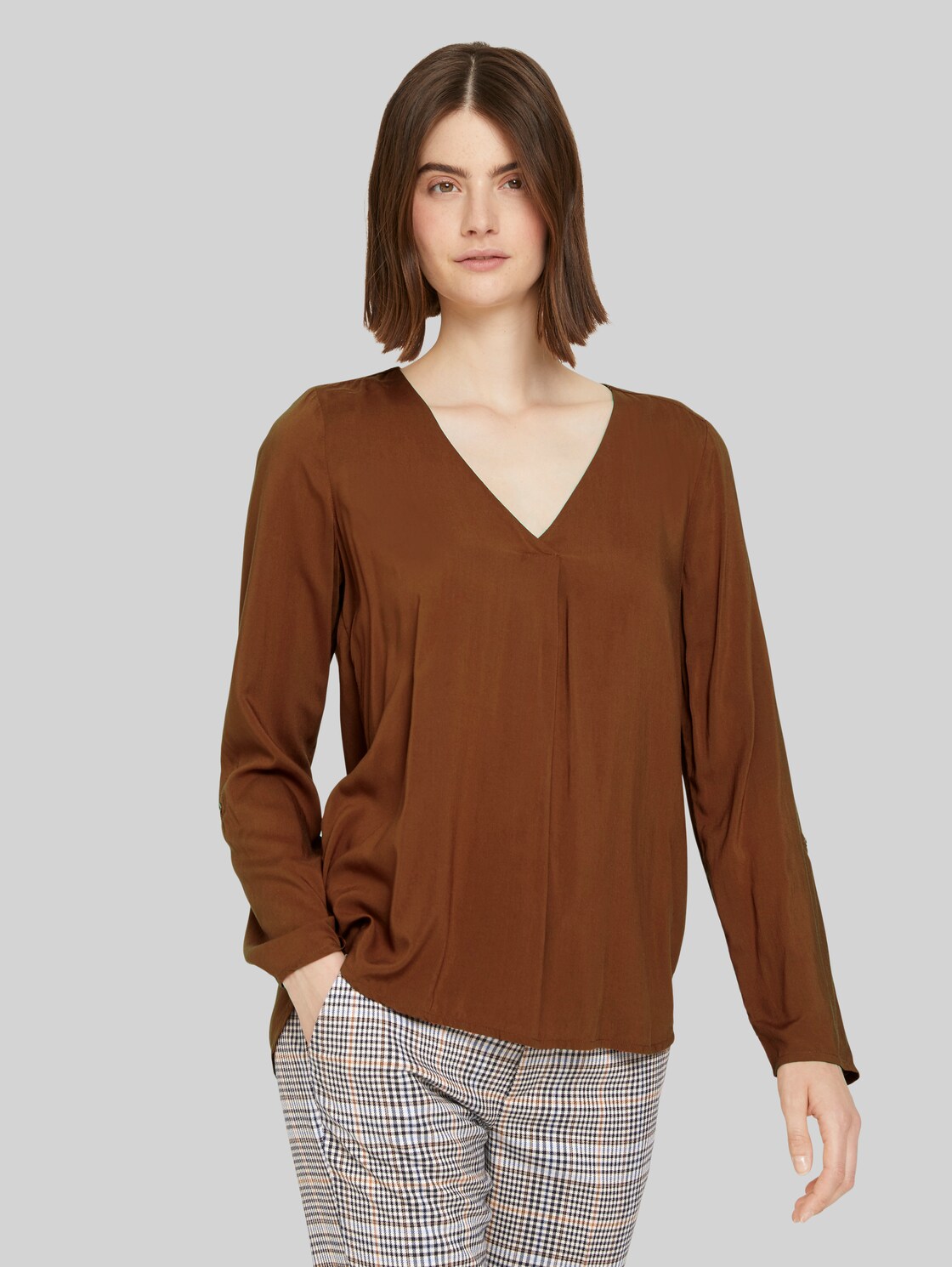 TOM TAILOR DENIM Bluse mit LENZING(TM) ECOVERO(TM), Damen, amber-brown, Größe: M