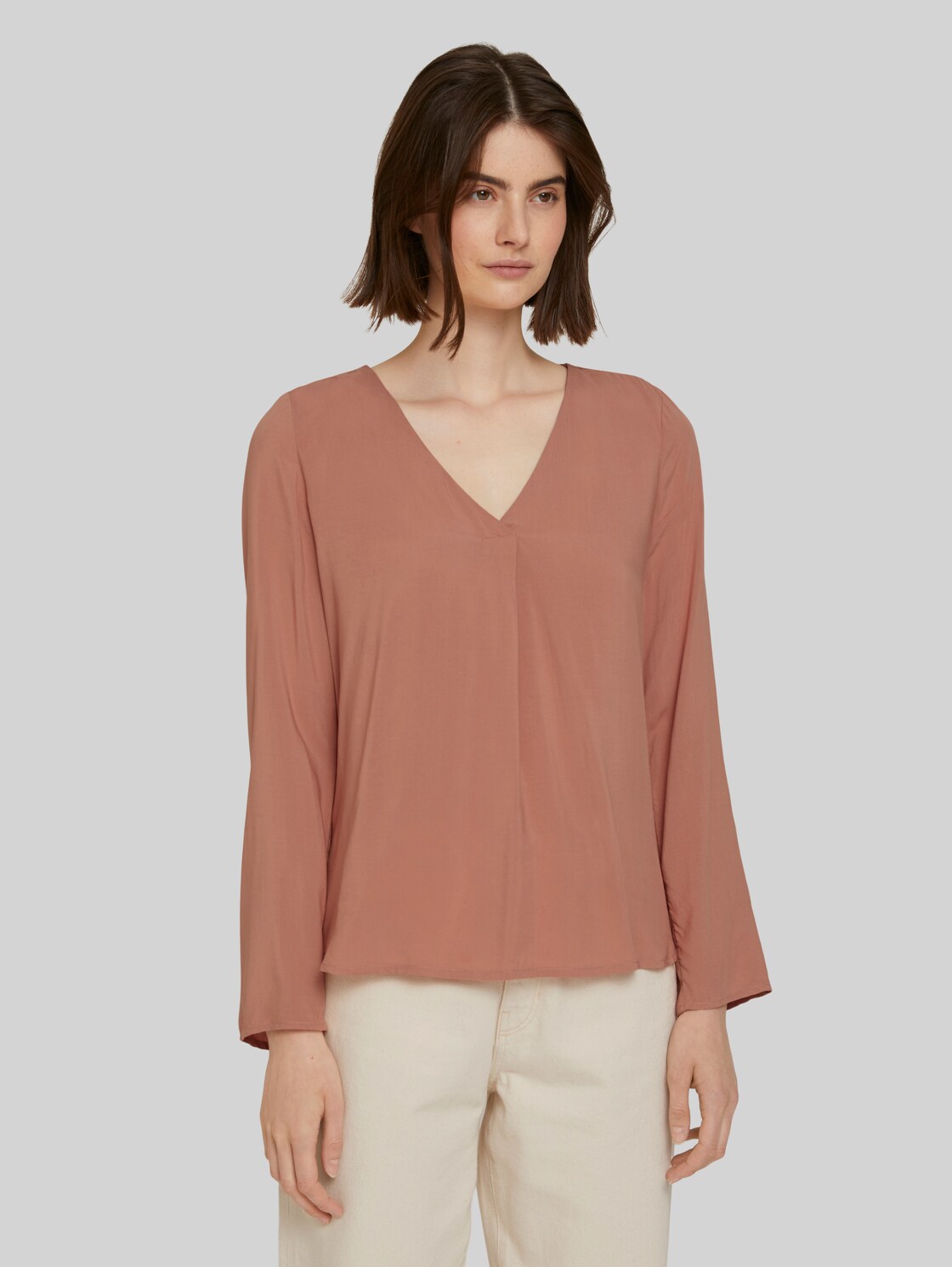 TOM TAILOR DENIM Bluse mit LENZING(TM) ECOVERO(TM), Damen, clay rose, Größe: XL