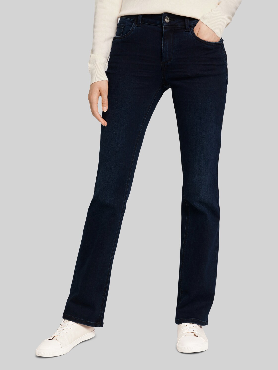 TOM TAILOR Kate Narrow Bootcut Jeans, Damen, dark stone blue black denim, Größe: 29/32