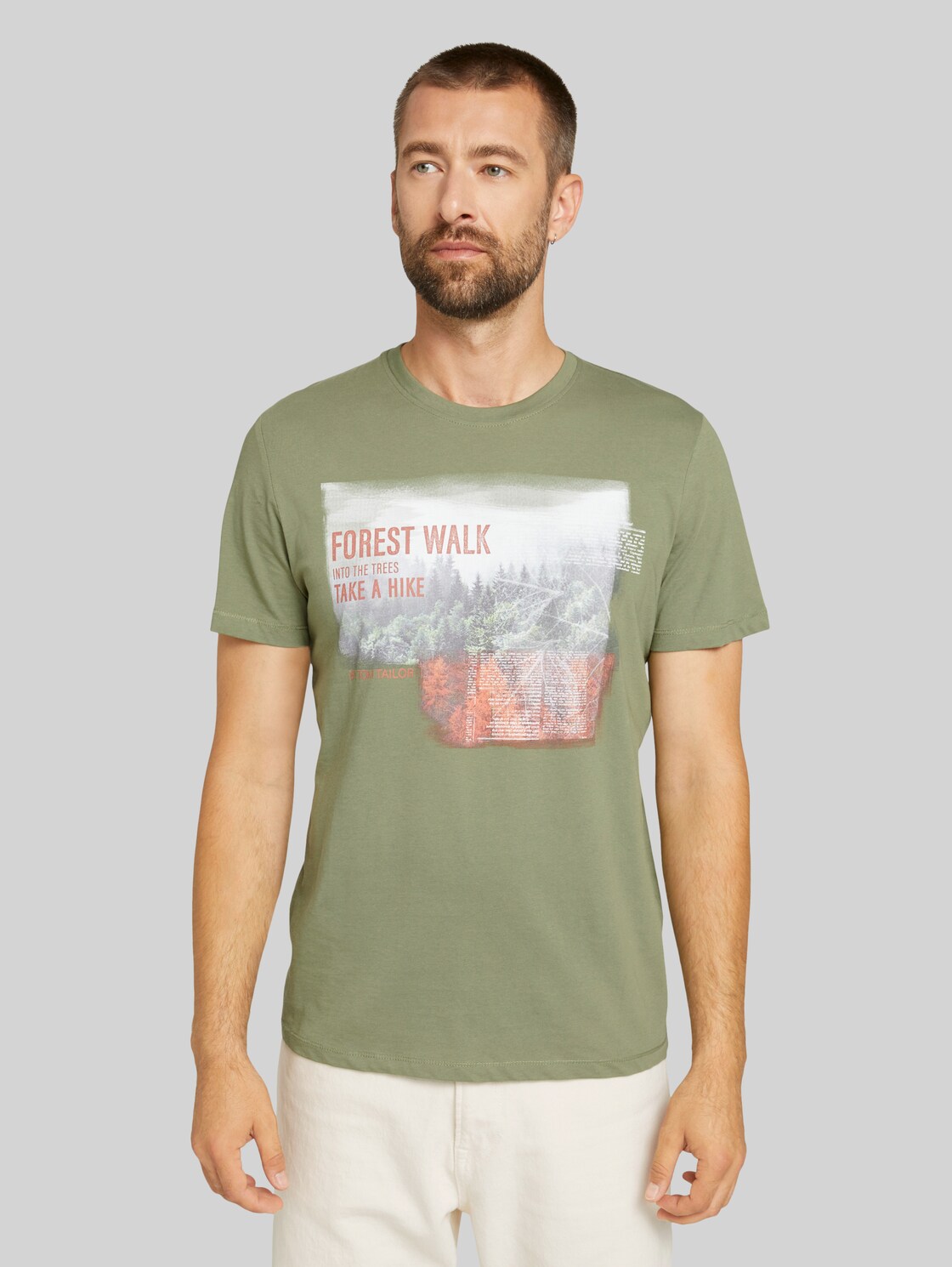 TOM TAILOR T-Shirt mit Fotoprint aus Bio-Baumwolle, Herren, Oak Leaf Green, Größe: XL