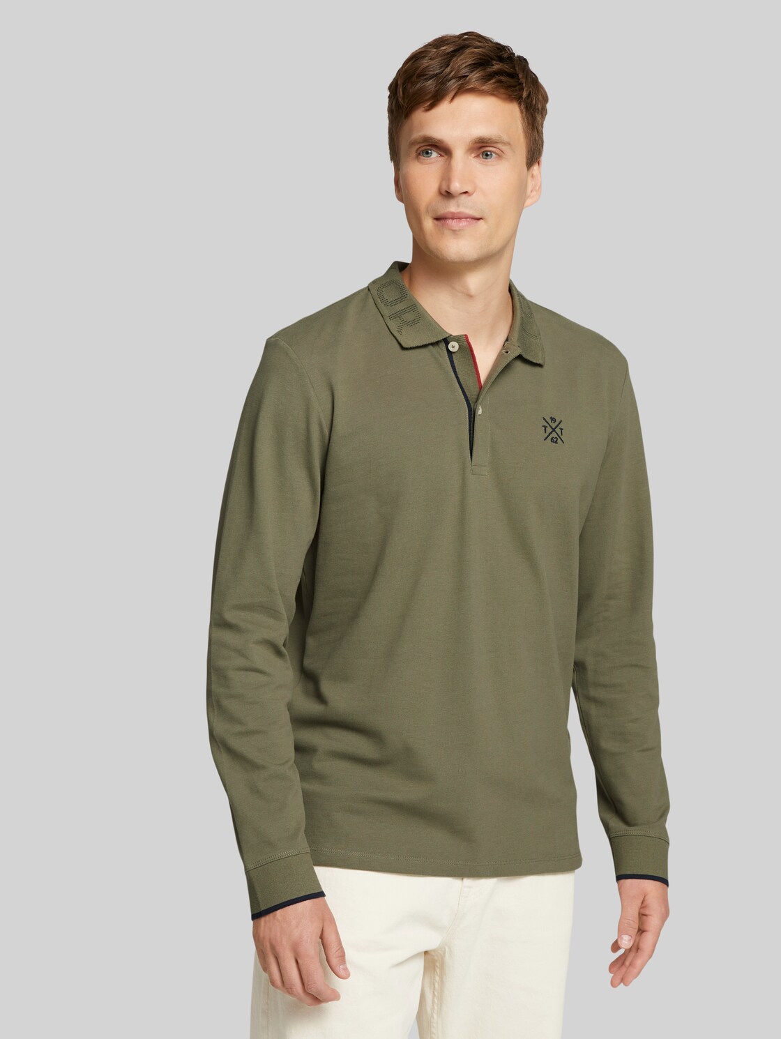 TOM TAILOR Polo Langarmshirt, Herren, Oak Leaf Green, Größe: M