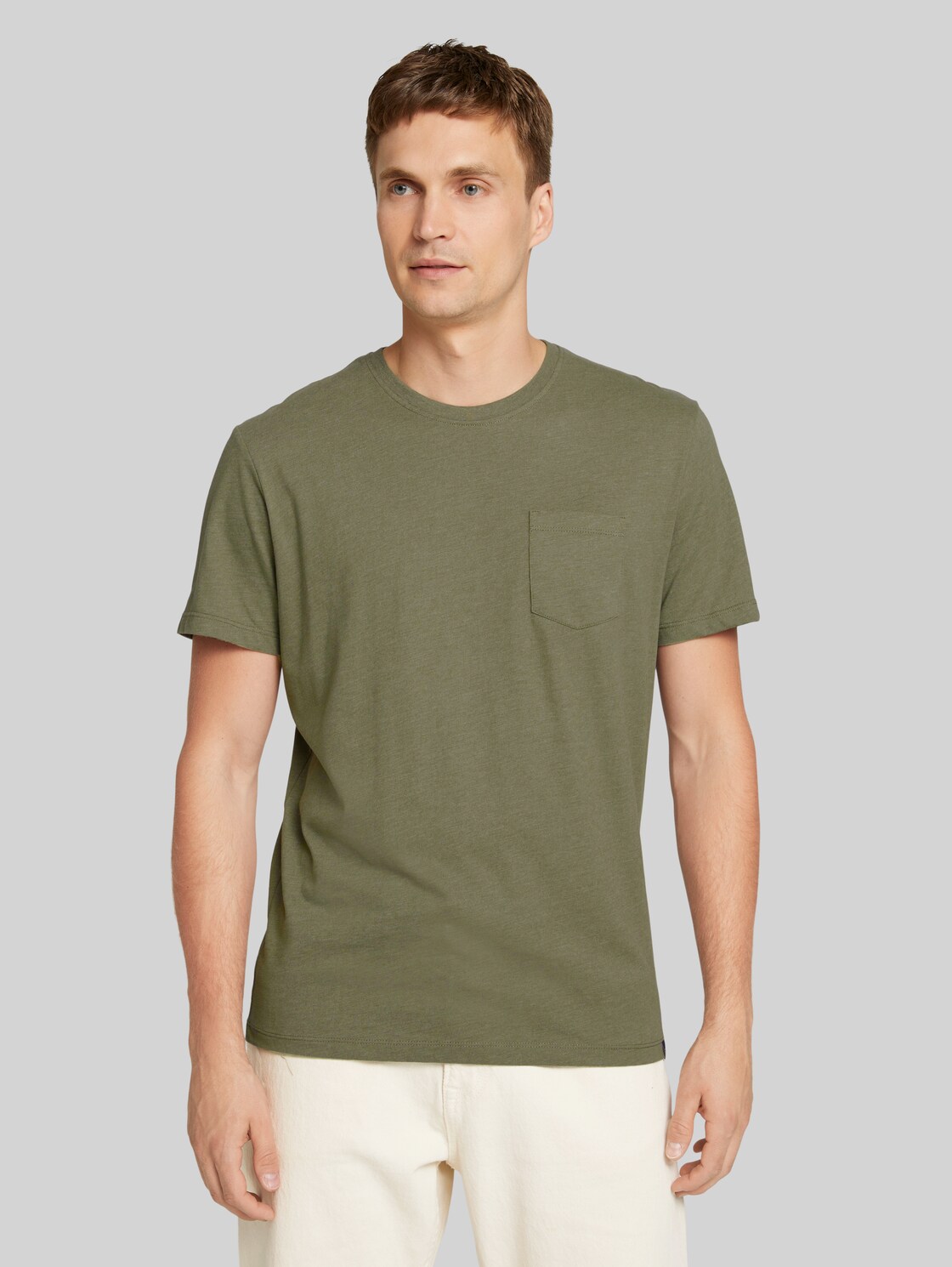TOM TAILOR T-Shirt mit Bio-Baumwolle, Herren, Light Oak Leaf Melange, Größe: M