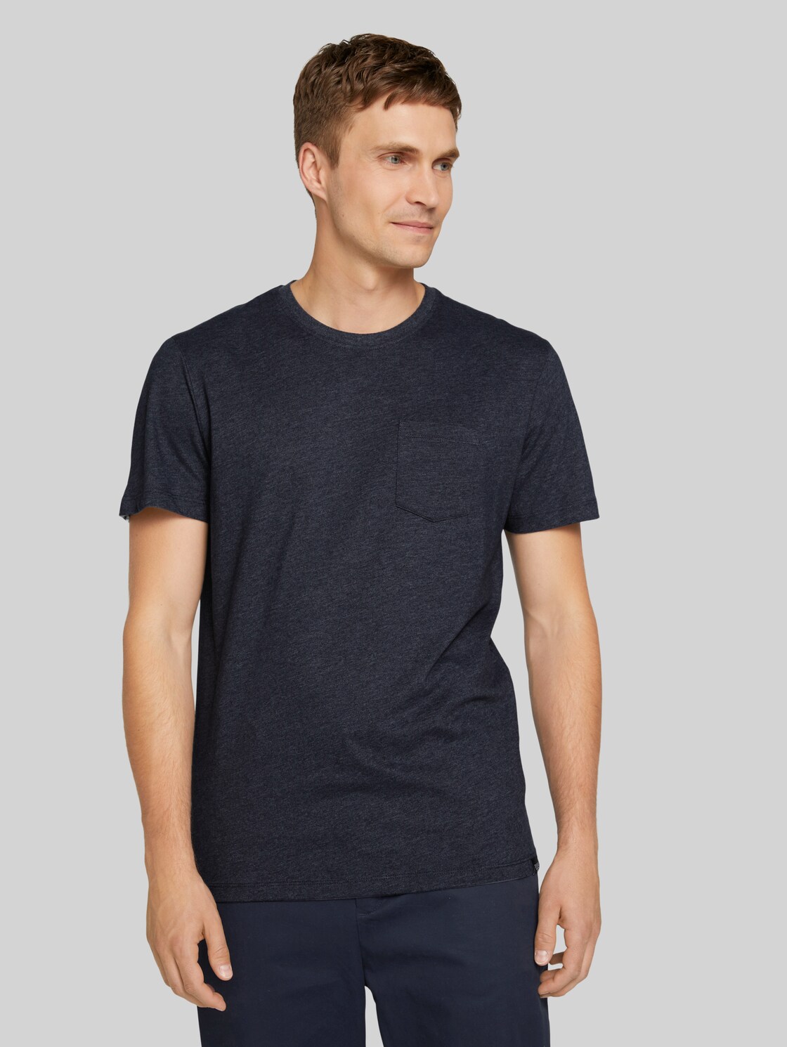 TOM TAILOR T-Shirt mit Bio-Baumwolle, Herren, sky captain blue white melange, Größe: XL